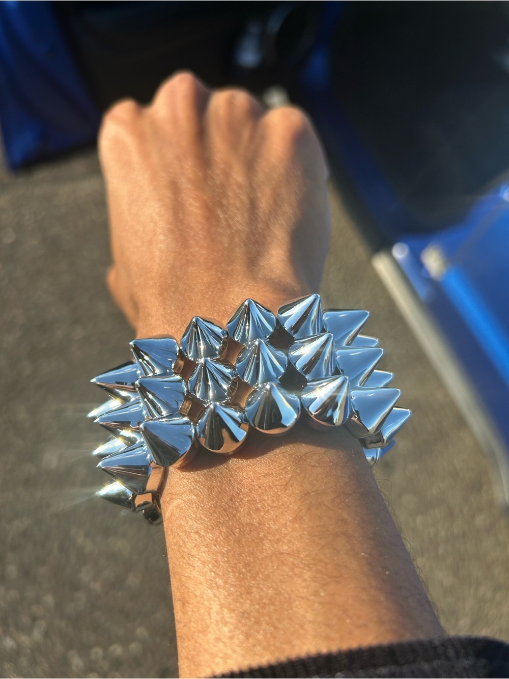 Gothic Y2K Rivet Spike Exaggerated Elastic Bead Spike Punk Bracelet Style